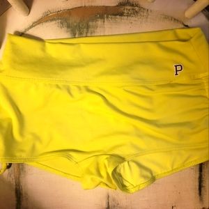 Neon yellow pink work out shorts